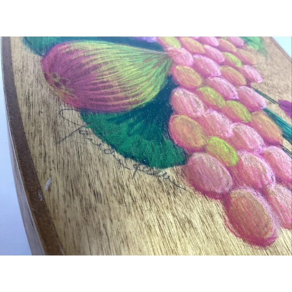 Vtg Handpainted Fruit Wooden Oval 16